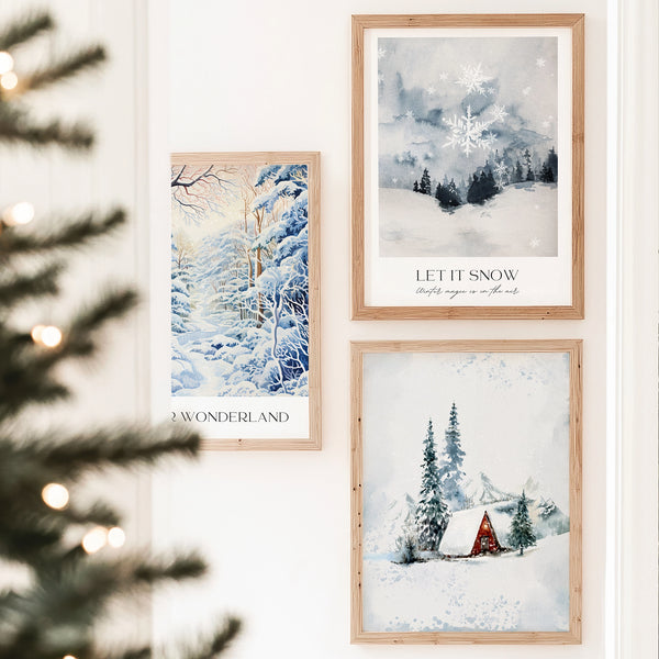 wall art gallery - Blue Water Songs' Winter Wonderland Prints Set of 5 - instant download