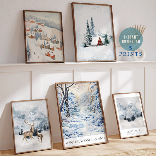 Blue Water Songs' Winter Wonderland Prints Set of 5 - instant download