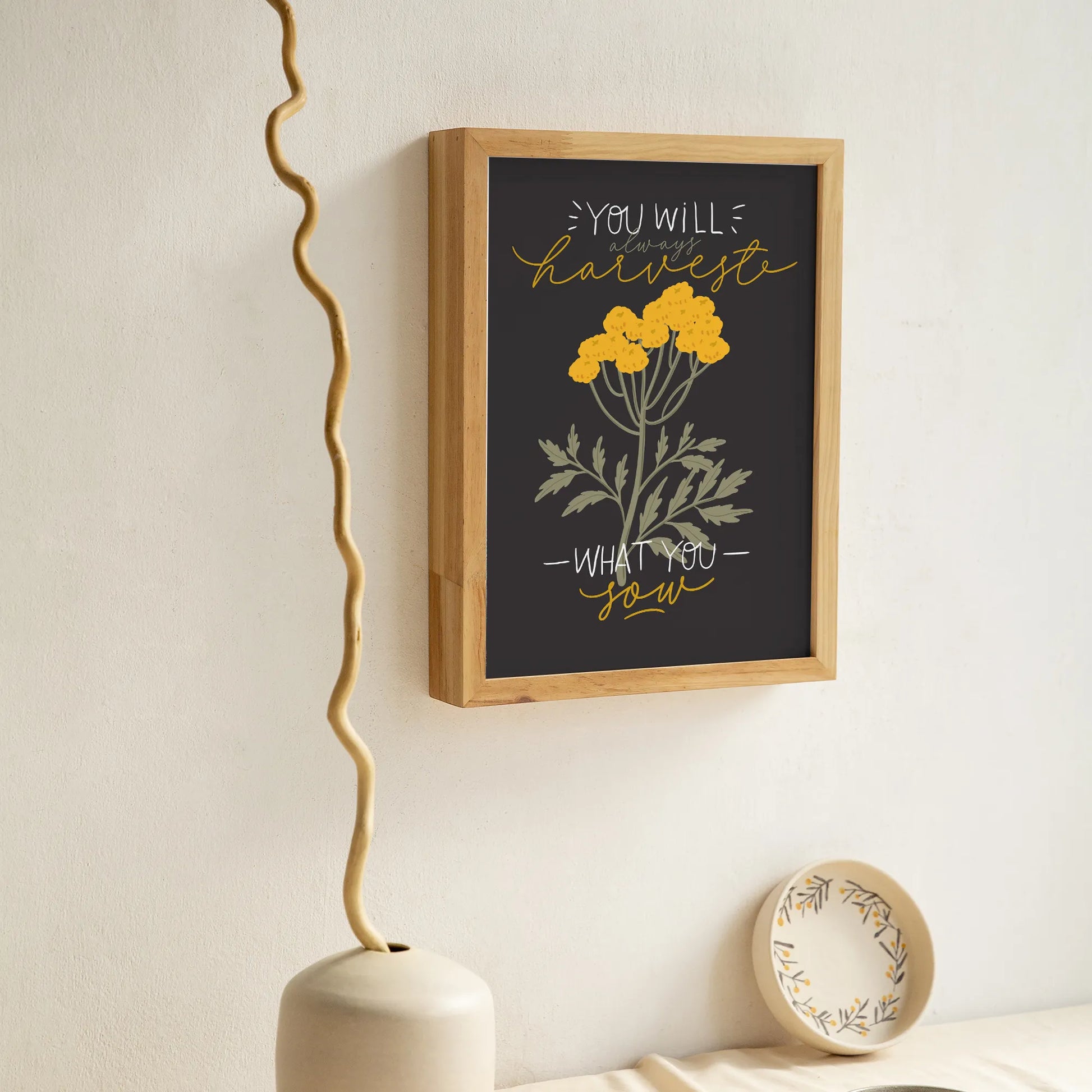 botanical autumn poster from Blue Water Songs hanging on wall 