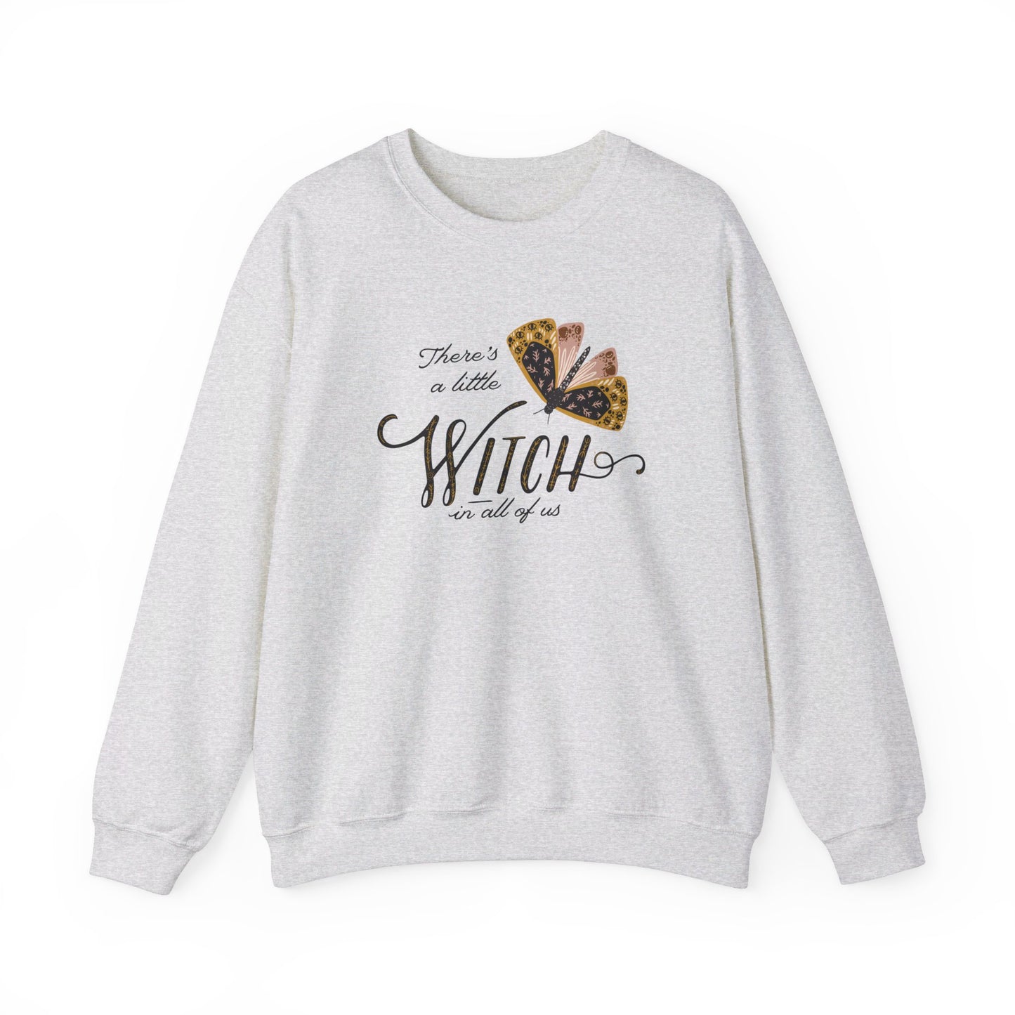 "There's a little witch in all of us" Moth Witch SWEATSHIRTS - ash color