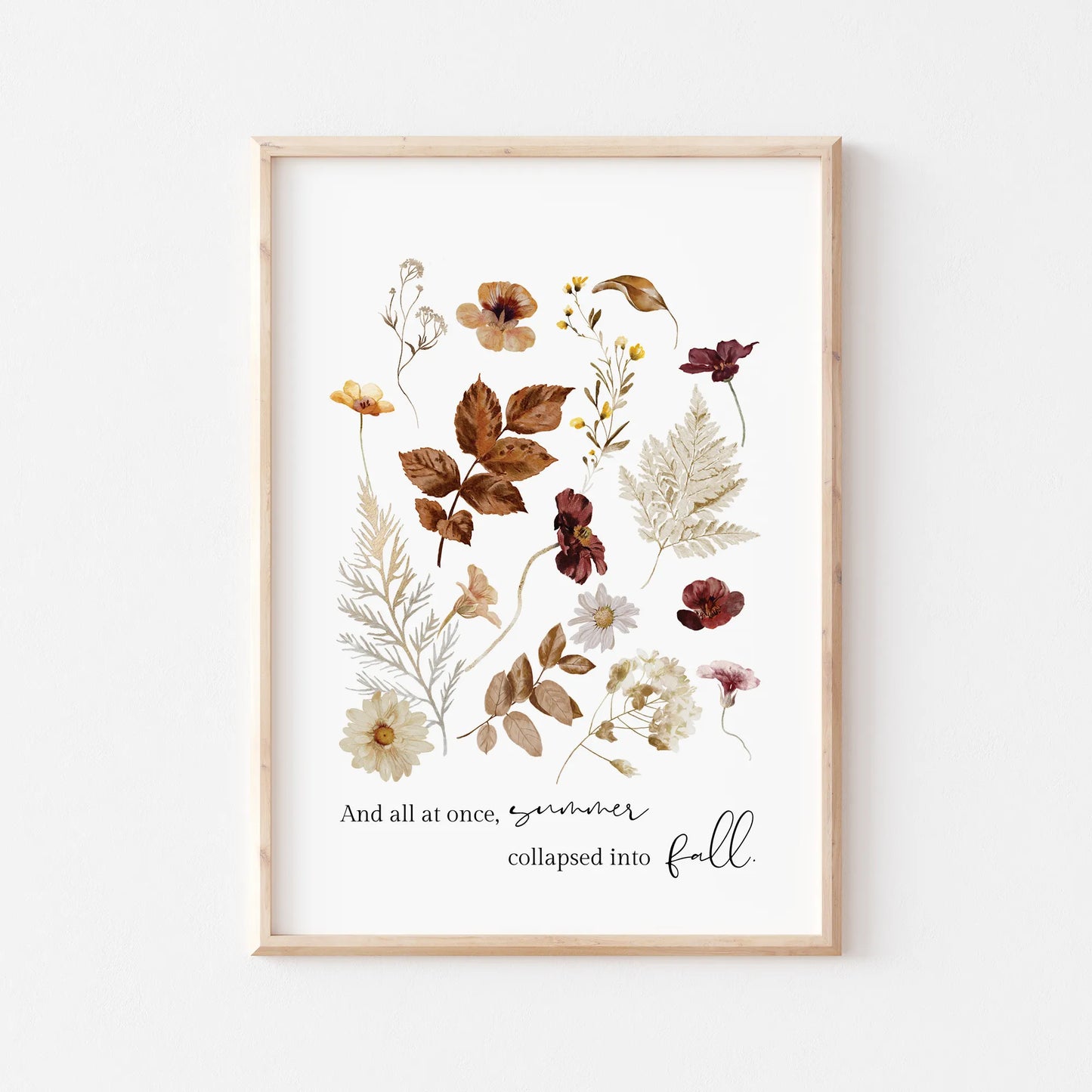 Autumn is Here Set of 3 Art Prints – fall floral design, seasonal digital download wall art for autumn home decor