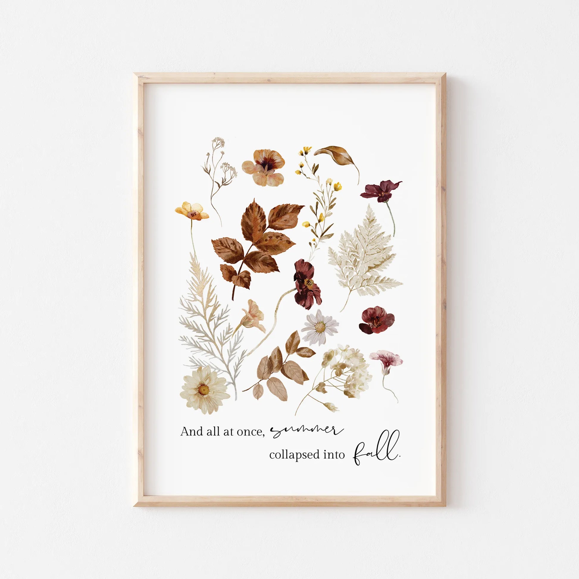 Autumn is Here Set of 3 Art Prints – fall floral design, seasonal digital download wall art for autumn home decor