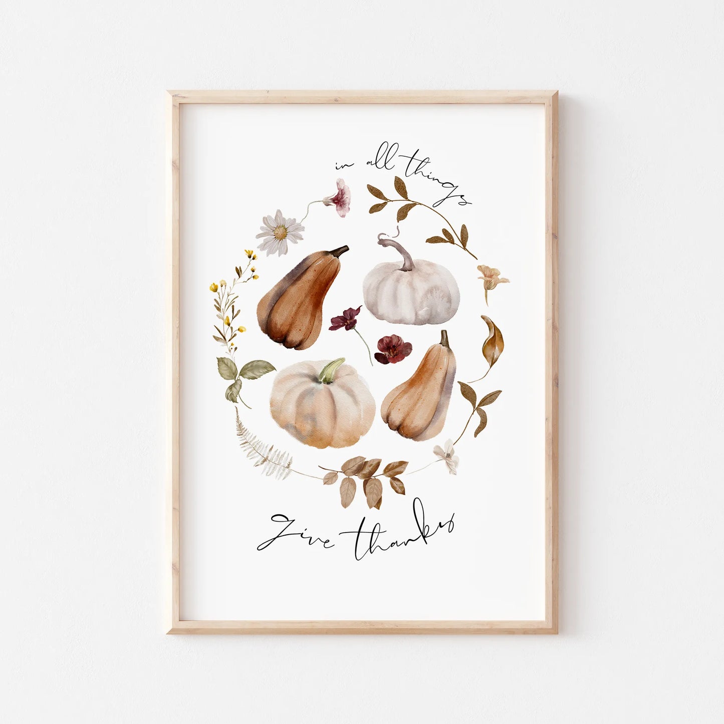 Autumn is Here Set of 3 Art Prints – Give Thanks pumpkin design, fall scripture digital download wall art for seasonal home decor