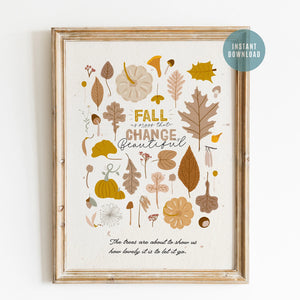 Autumn botanical quotes Art print from Blue Water Songs