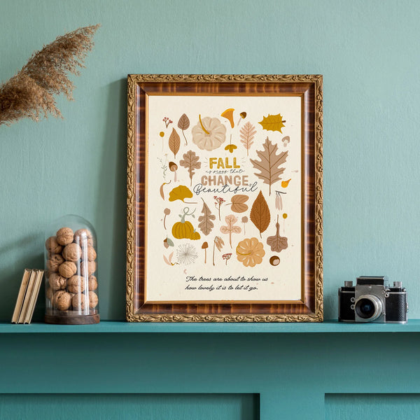 autumn poster from Blue Water Songs place on blue shelf 