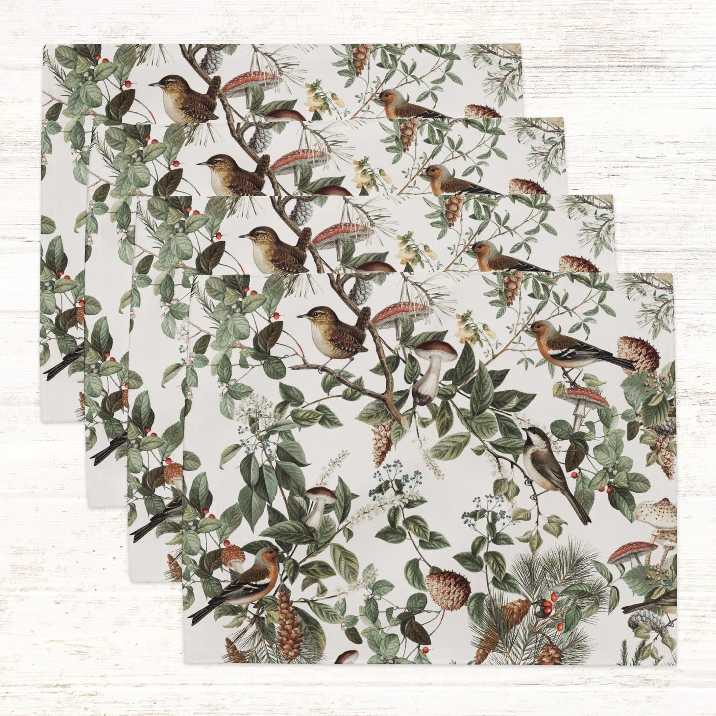 Vintage Autumn Botanical PLACEMATS - set of 4, white color