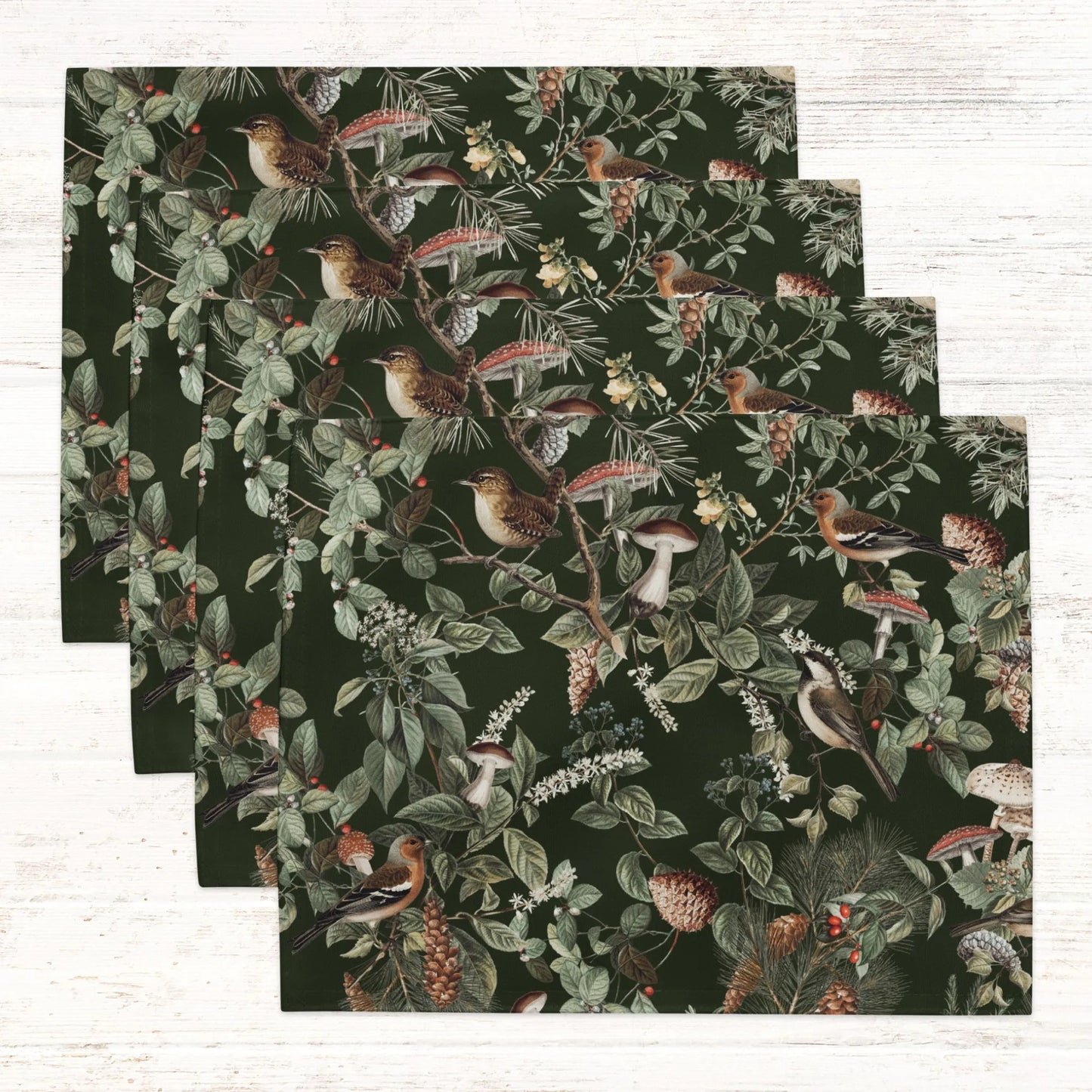 Vintage Autumn Botanical PLACEMATS - set of 4, green color