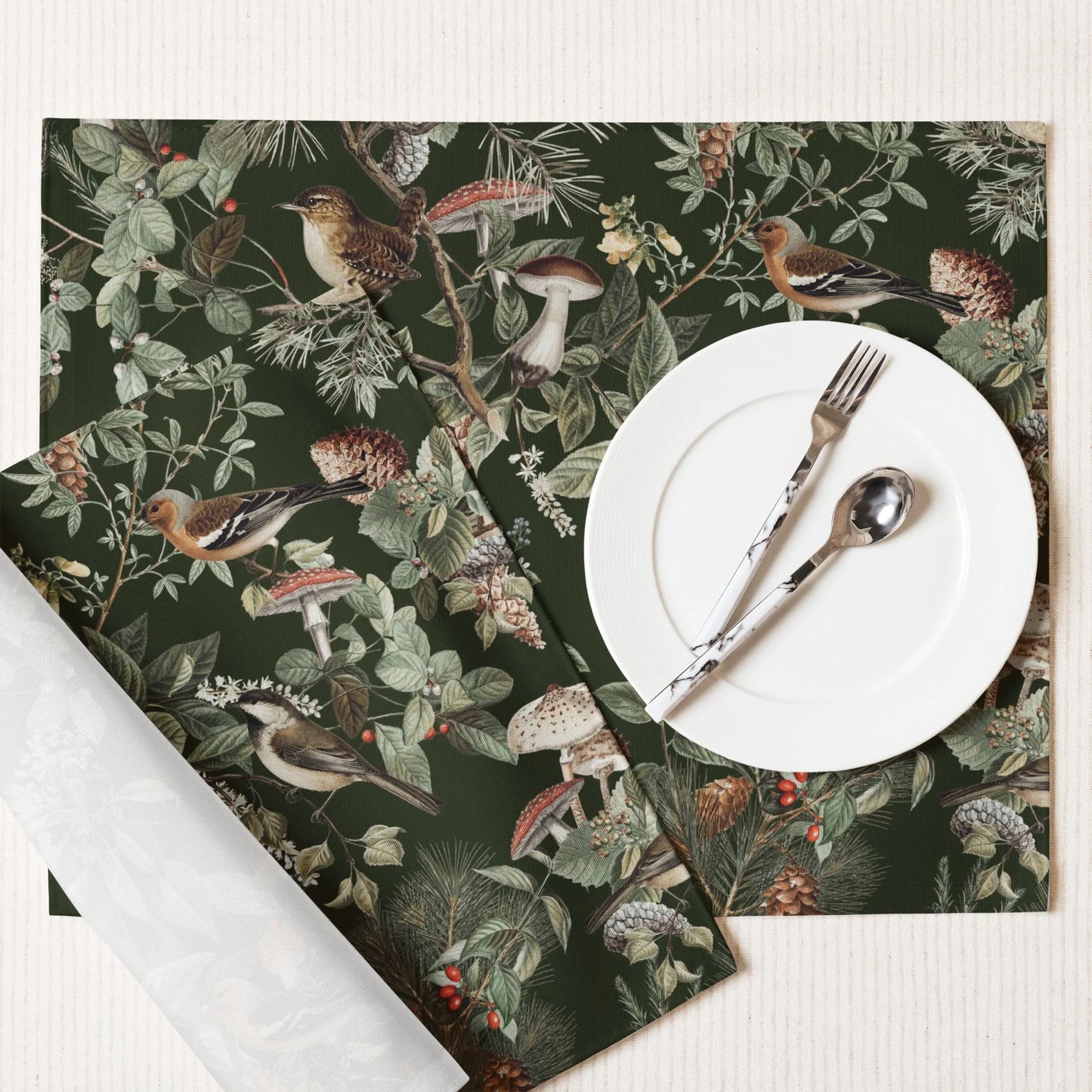 Vintage Autumn Botanical PLACEMAT with dining set on it