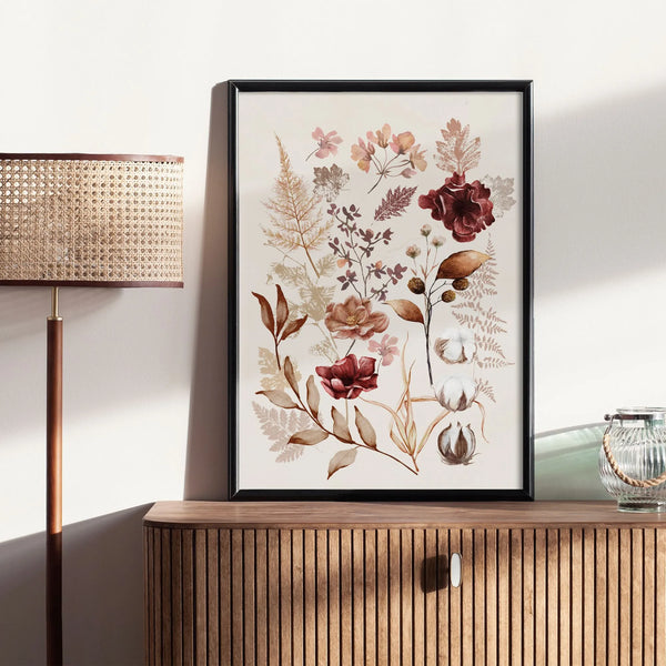 Fall wildflowers Printed poster from Blue Water Songs place on wood shelf 