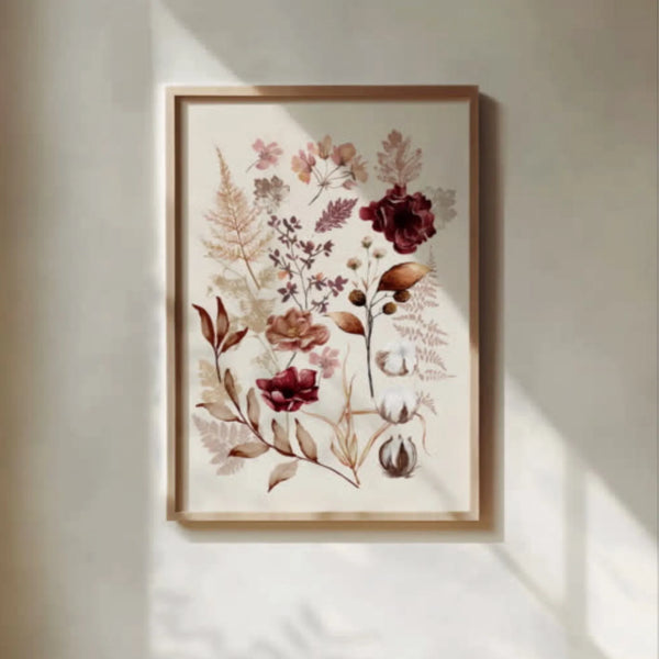 Fall wildflowers Printed poster from Blue Water Songs hanging on wall