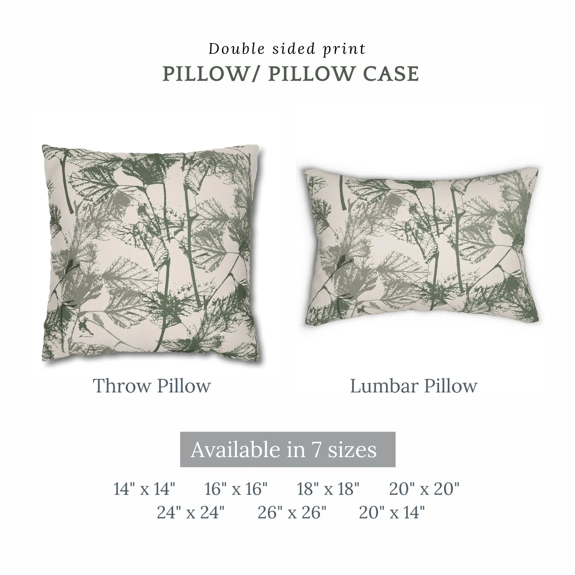 Birch Leaves Herbarium green PILLOW from Blue Water Songs 