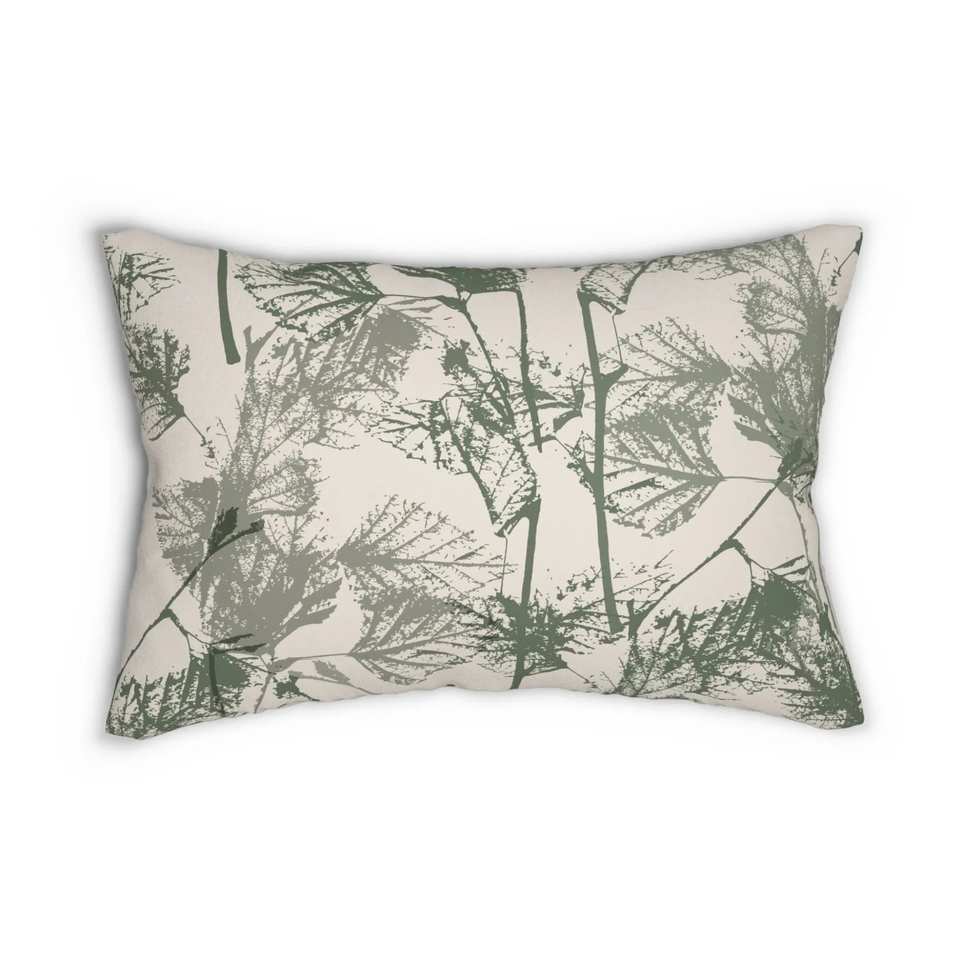 Birch Leaves Herbarium green lumbar PILLOW from Blue Water Songs