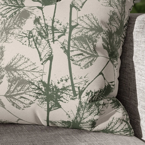 closer up of Birch Leaves Herbarium green PILLOW from Blue Water Songs