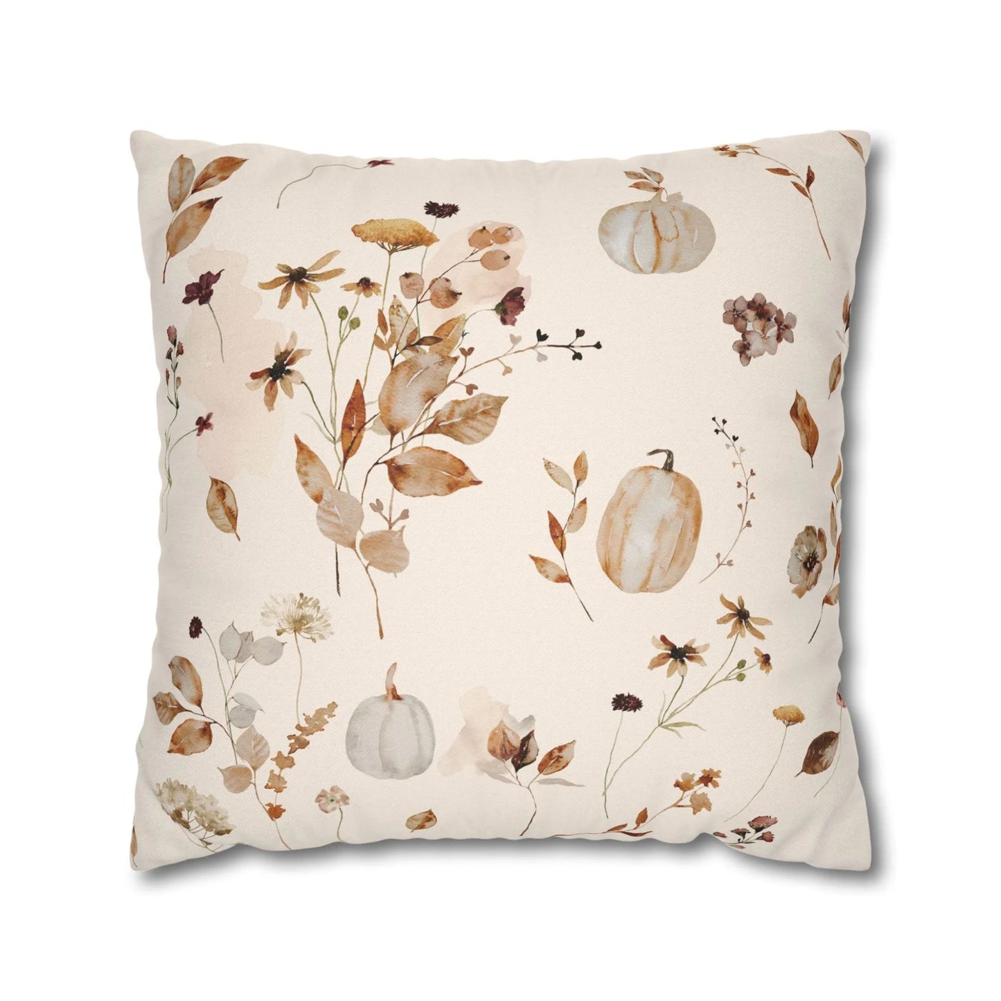 Watercolor Pumpkin Wildflower Pillow