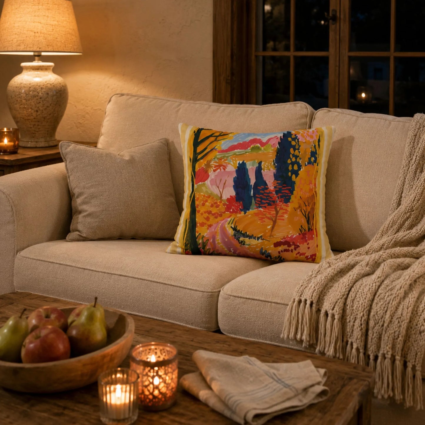 Colorful Autumn Road Pillow and Cover