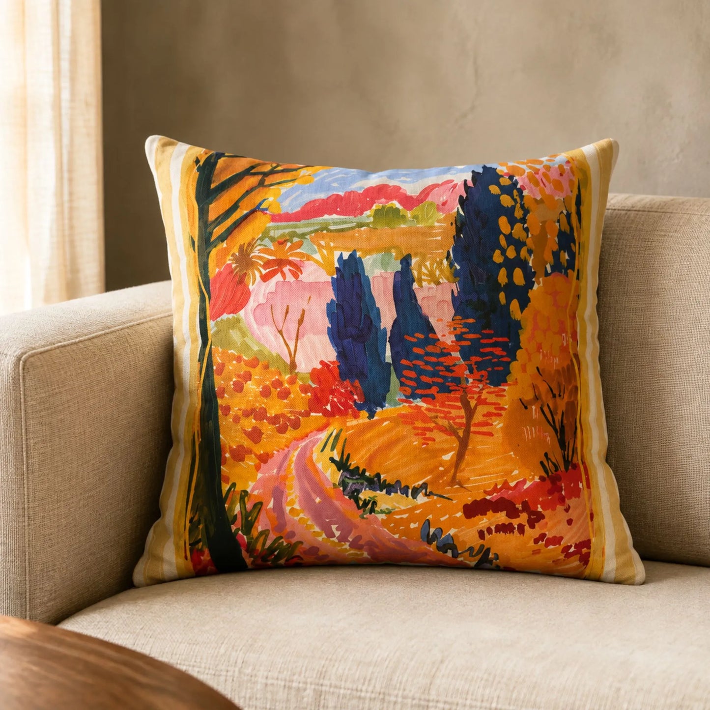 Colorful Autumn Road Pillow and Cover