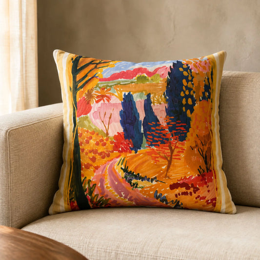 Colorful Autumn Road Pillow and Cover