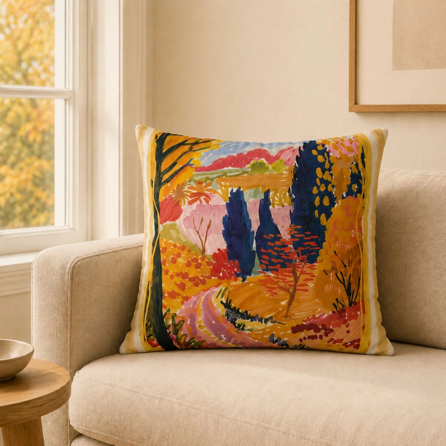 Colorful Autumn Road Pillow and Cover