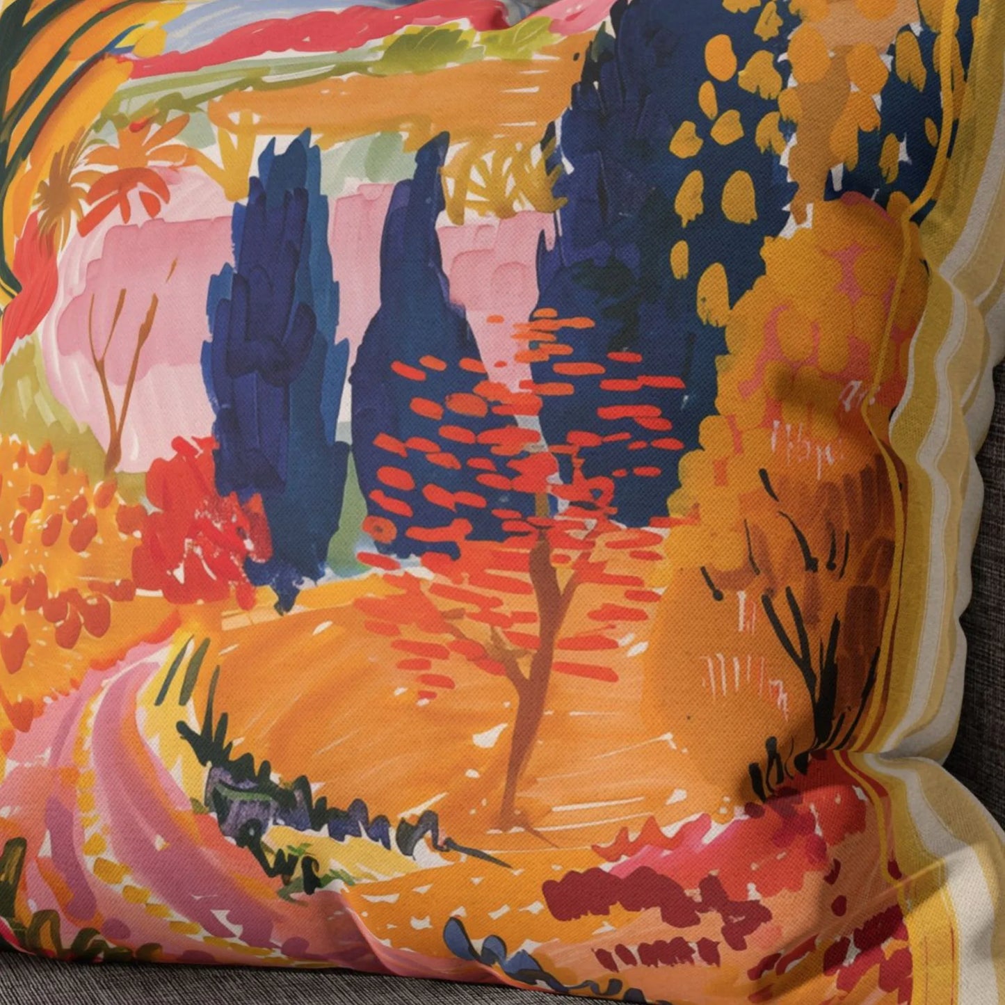 Colorful Autumn Road Pillow and Cover