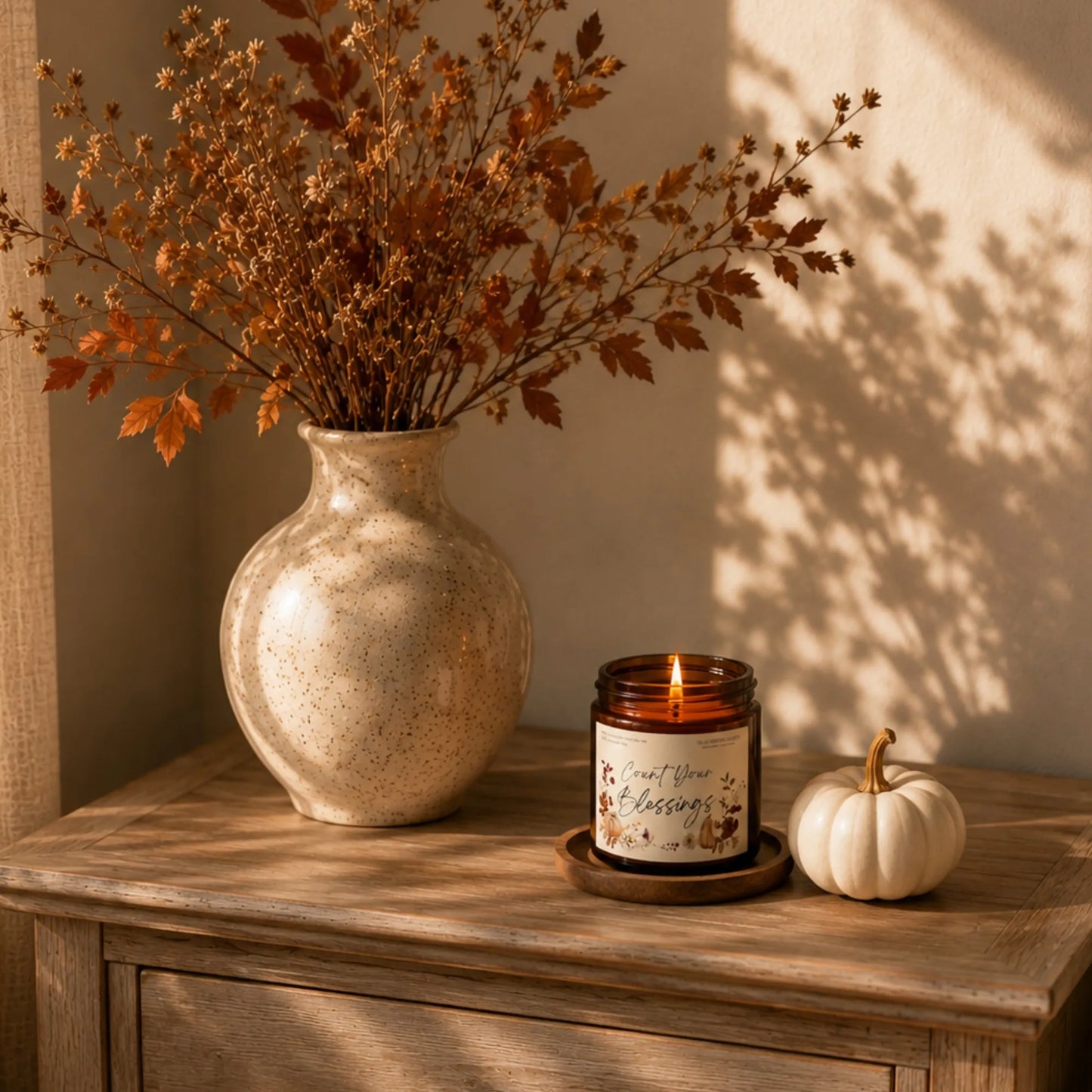 Count Your Blessings Soy Scented Candle, Soy Candle 4 oz 9 oz, Amber Jar with Black Lid
