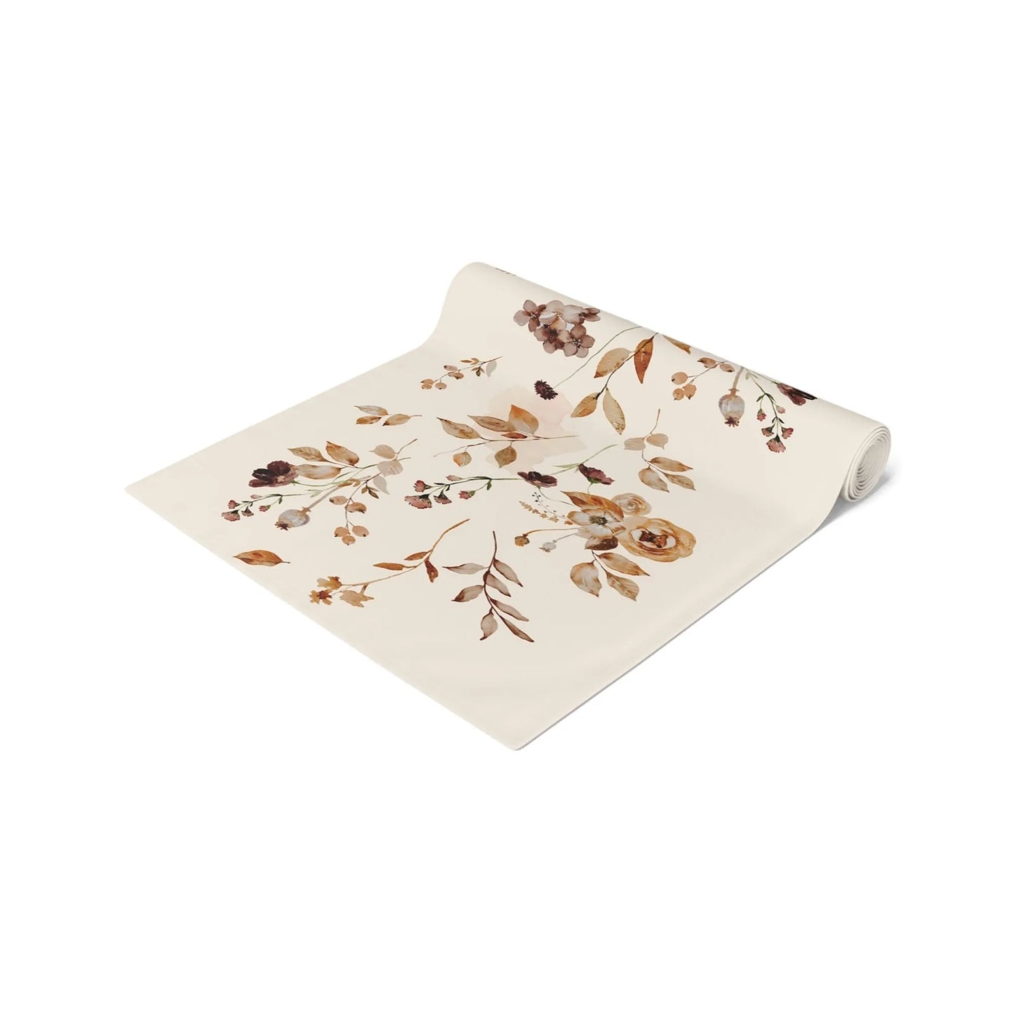 Autumn Wildflower Table Runner, Watercolor Fall Botanical Table Decor