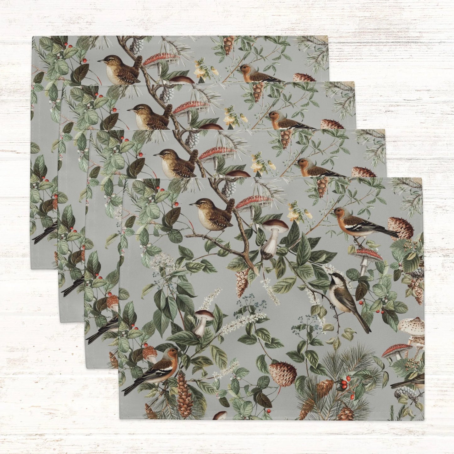 Vintage Autumn Botanical PLACEMATS from Blue Water Songs, set of 4 - green color