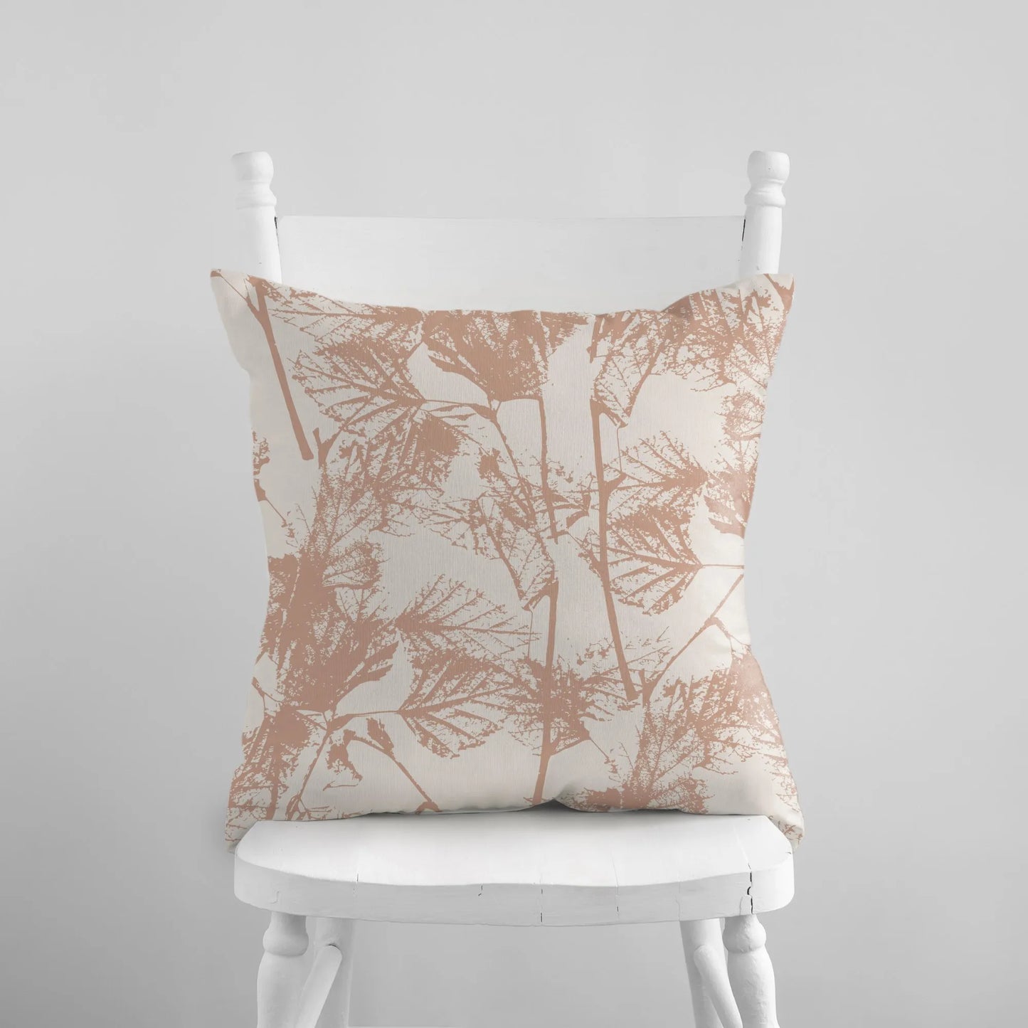 Birch Leaves Herbarium PILLOW from Blue Water Songs on white chair