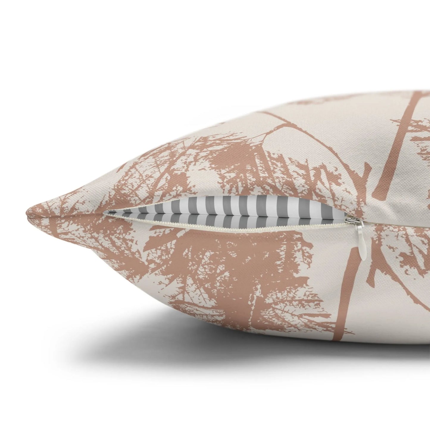 zipper side of Birch Leaves Herbarium PILLOW from Blue Water Songs