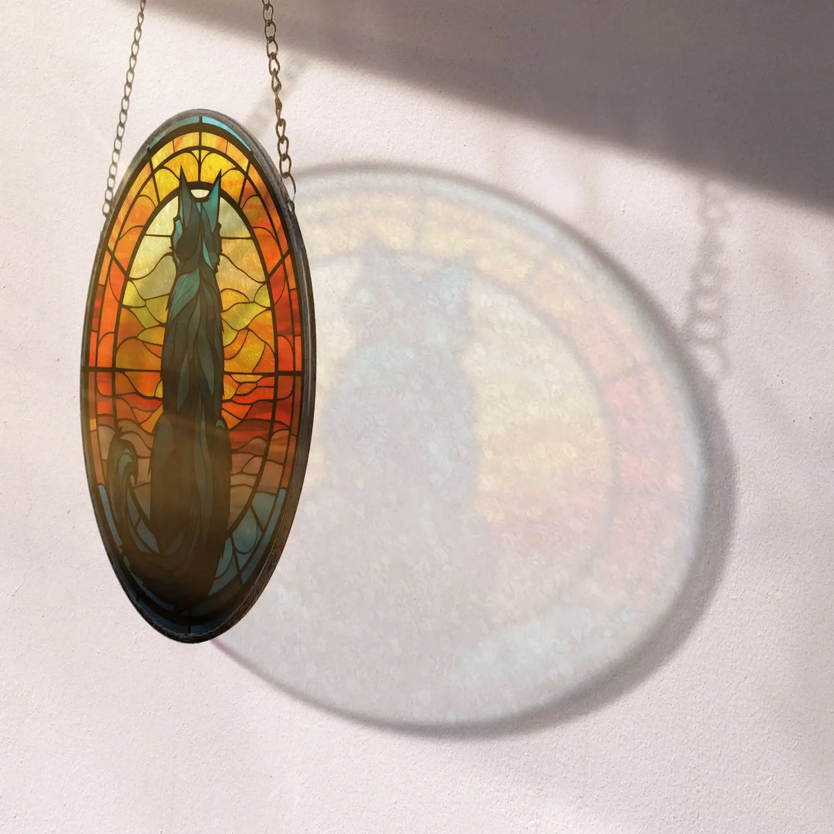 beautiful reflection of black cat sun catcher from Blue Water Songs