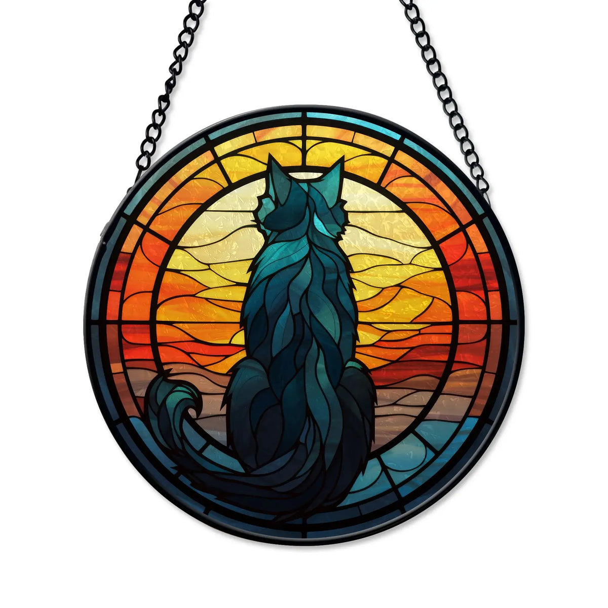 glass ornament printed with black cat image from Blue Water Songs