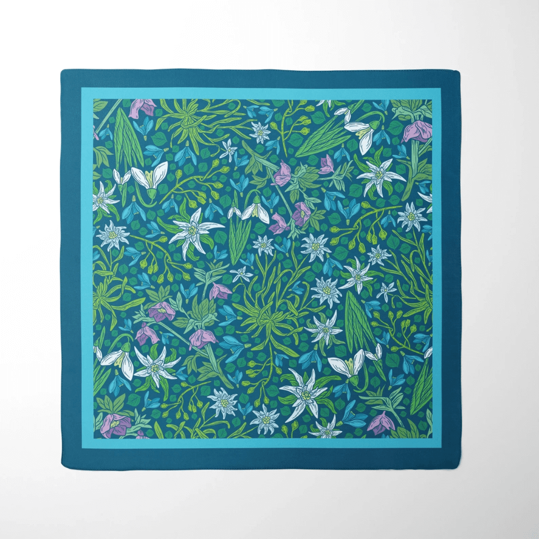 Blue floral silk SCARF from Blue Water Songs