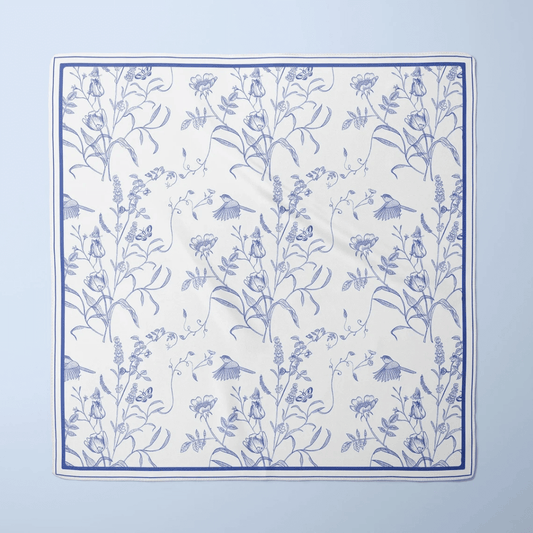 Blue Floral Silk SCARF from Blue Water Songs
