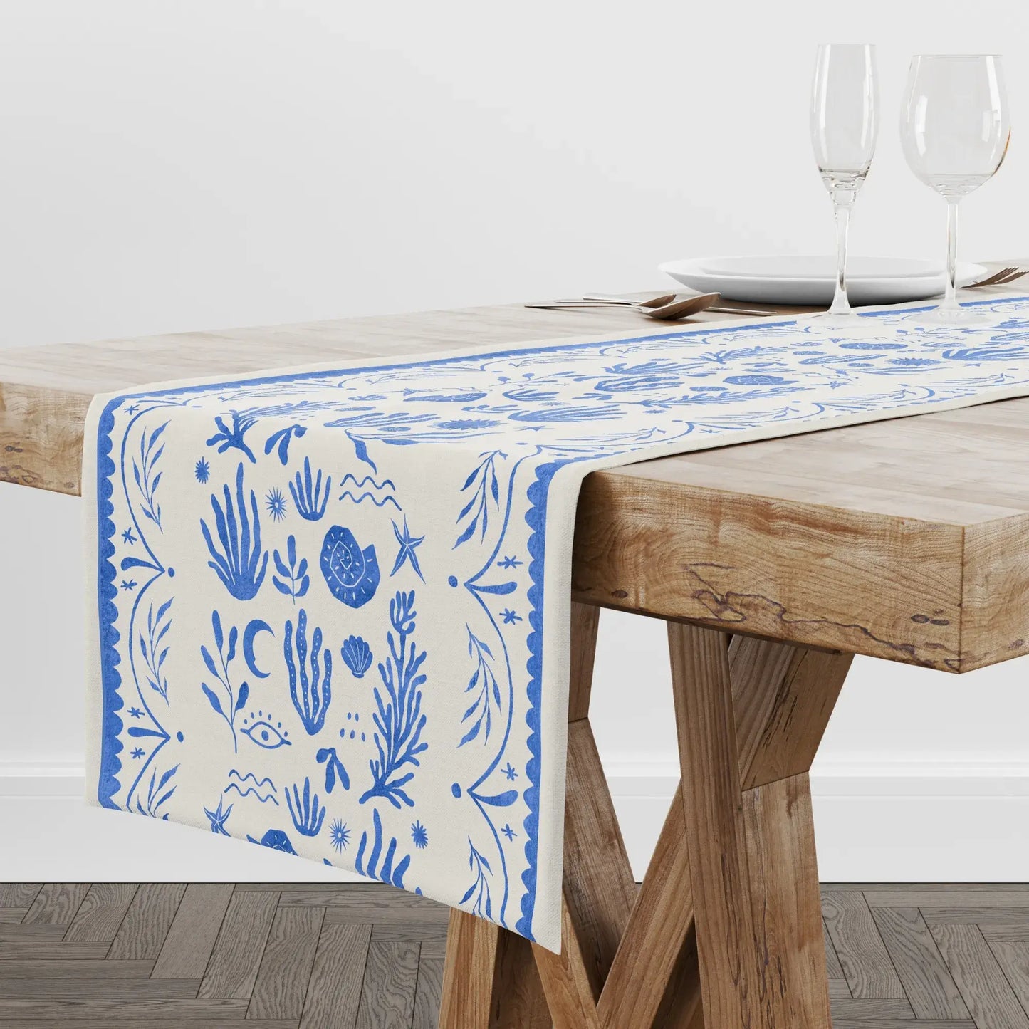 Blue Mediterranean TABLE RUNNER for La Dolce vita home decor