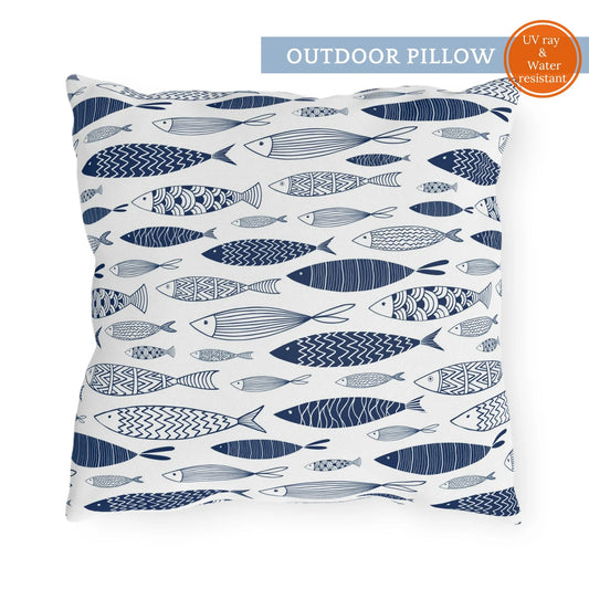 Blue Fishes OUTDOOR PILLOW from Blue Water Songs