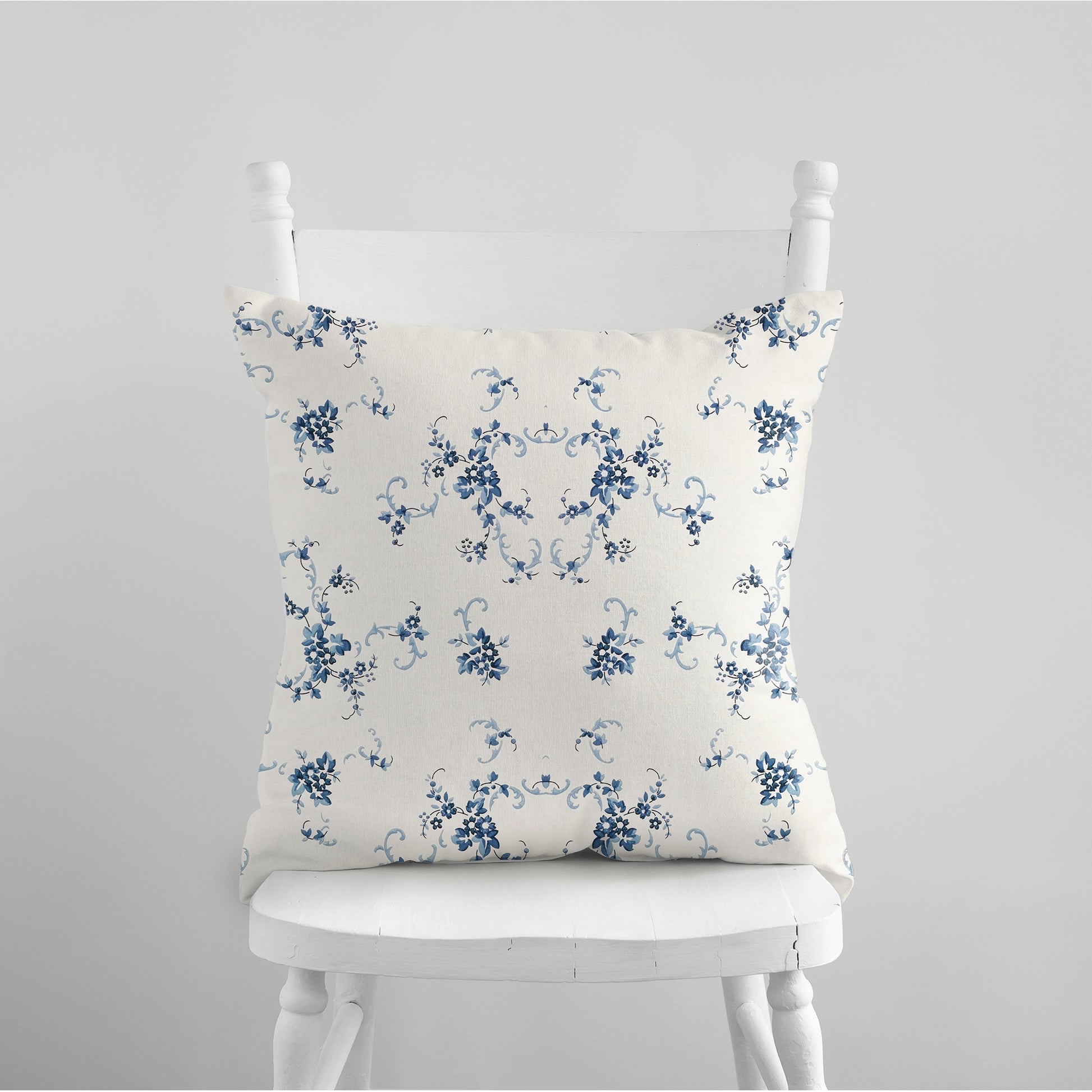 Vintage blue floral throw PILLOW from Blue Water Songs