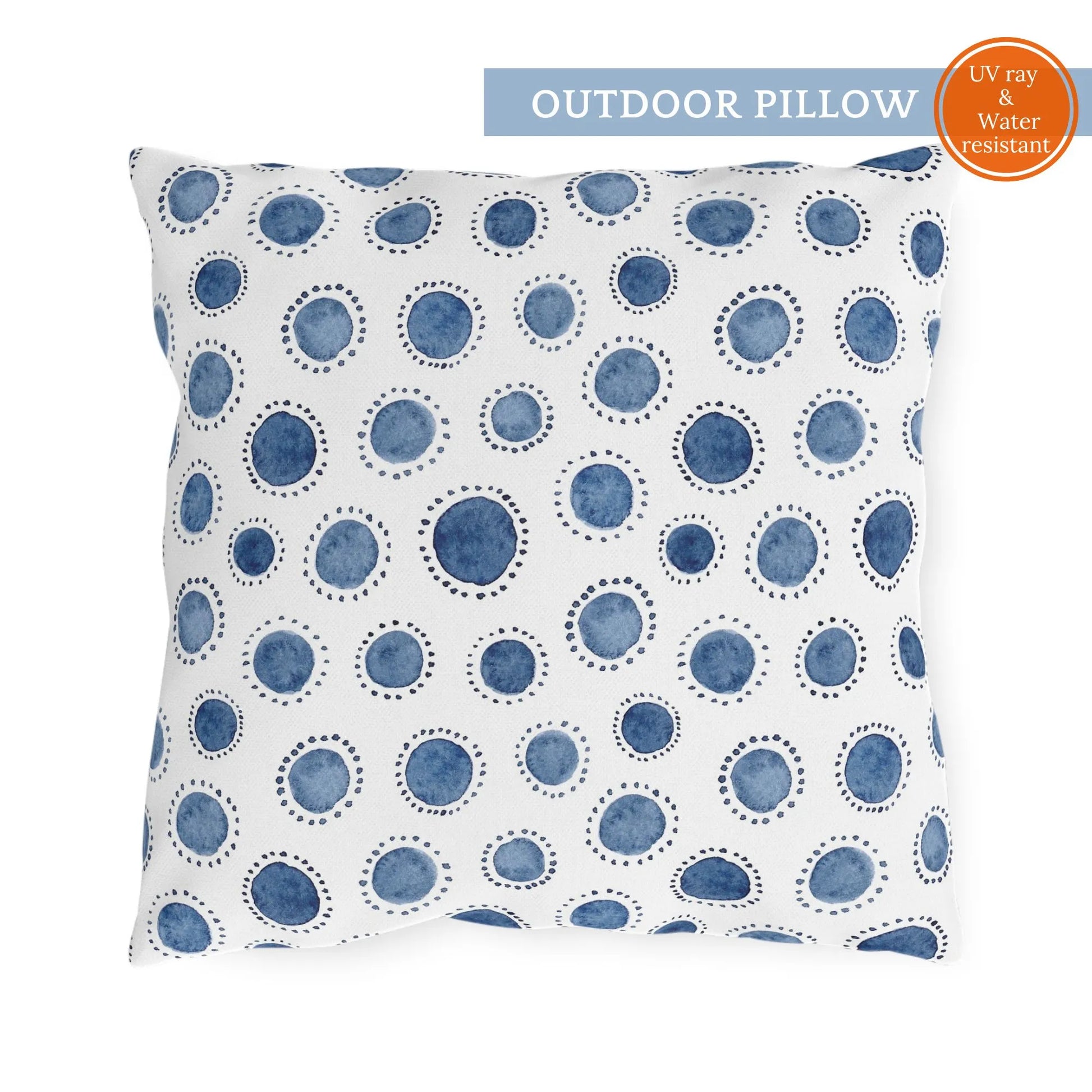 Blue and White Watercolor Dots | OUTDOOR PILLOW from Blue Water Songs