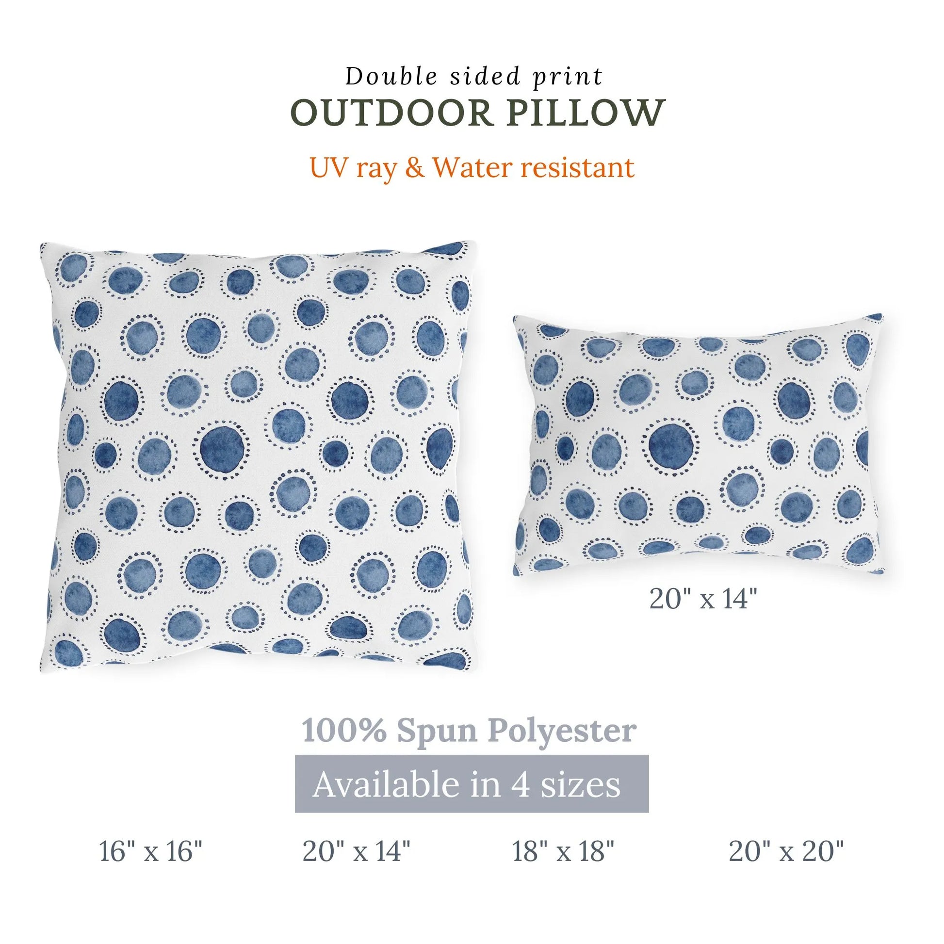 Blue and White Watercolor Dots | OUTDOOR PILLOW from Blue Water Songs