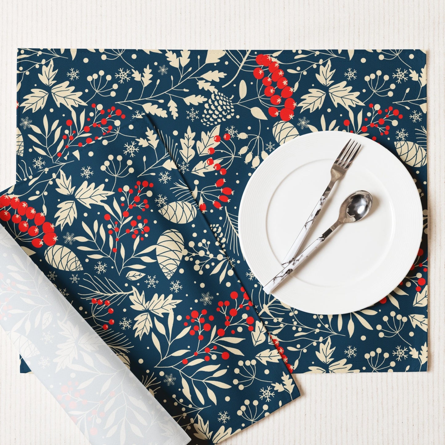 Blue Winter Botanical Placemats | WINTER24PLT05