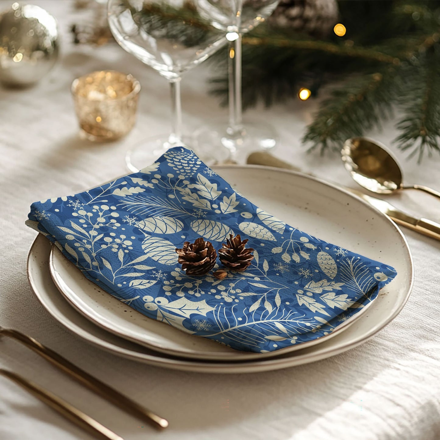 Blue Winter Botanical Cloth NAPKIN | WINTER23PL26