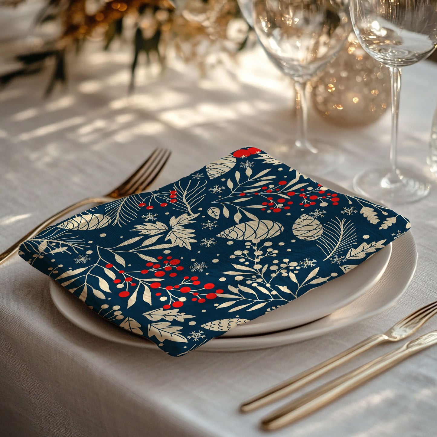 Blue Winter Botanical Cloth NAPKIN | WINTER23PL26