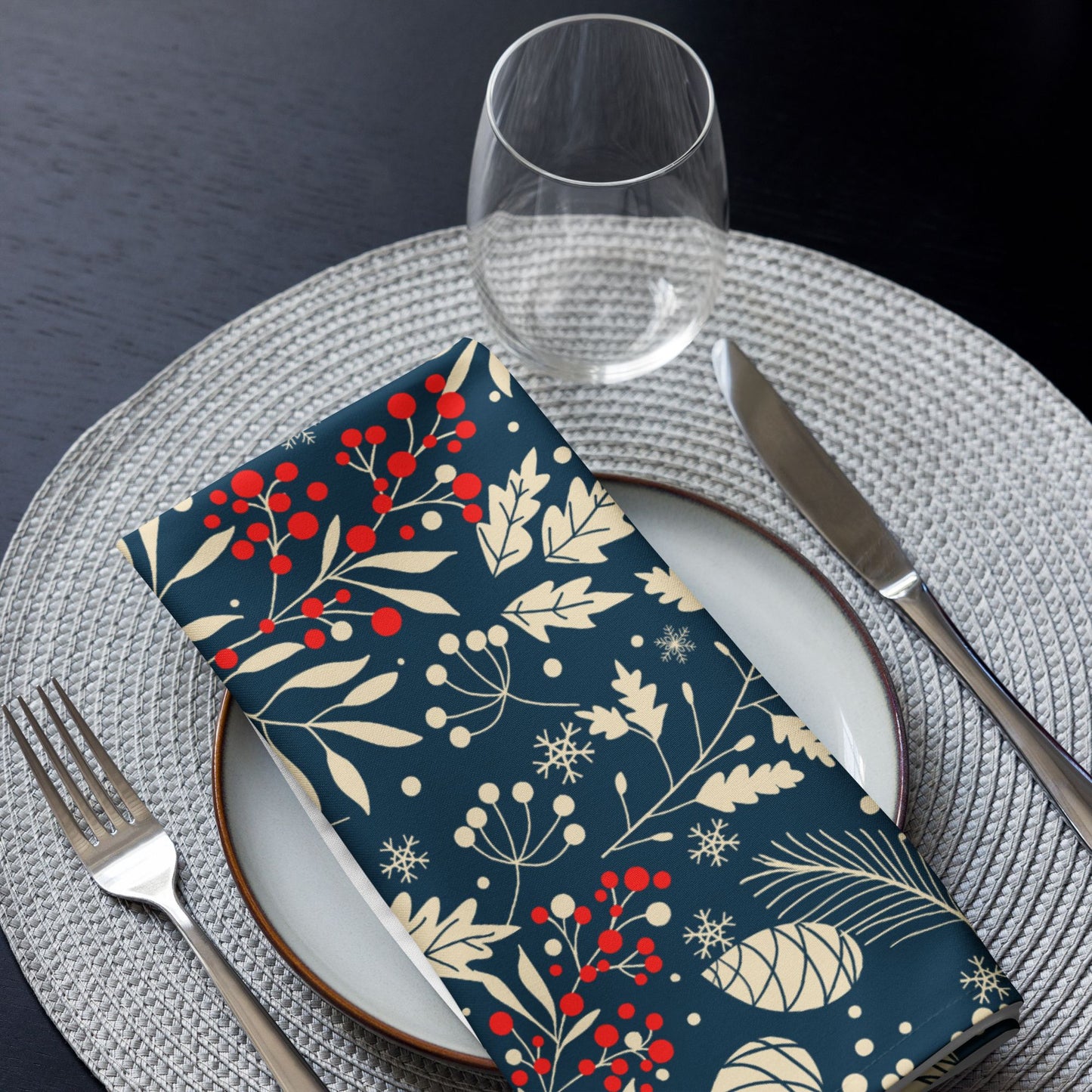 Blue Winter Botanical Cloth NAPKIN | WINTER23PL26