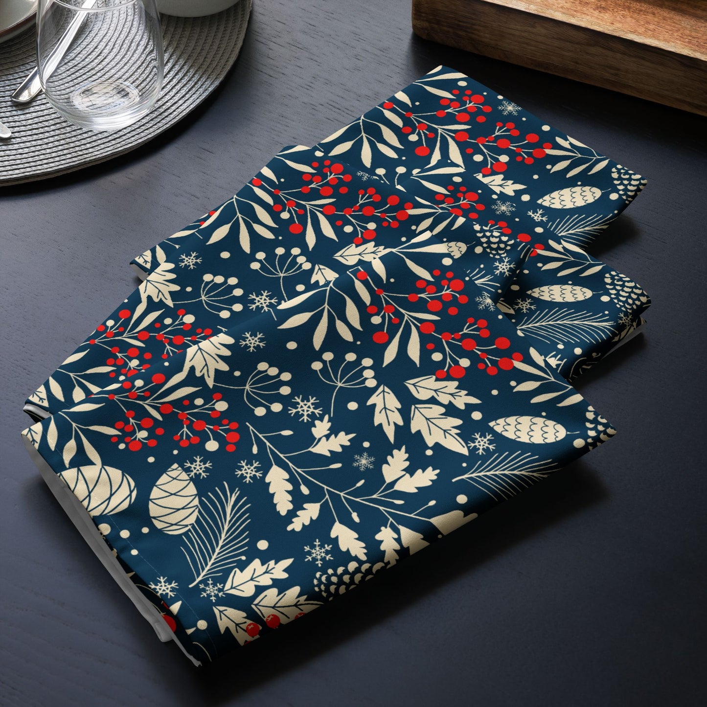 Blue Winter Botanical Cloth NAPKIN | WINTER23PL26