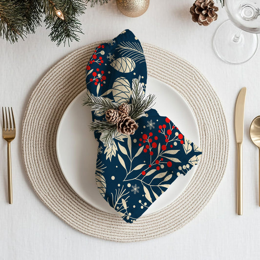 Blue Winter Botanical Cloth NAPKIN | WINTER23PL26