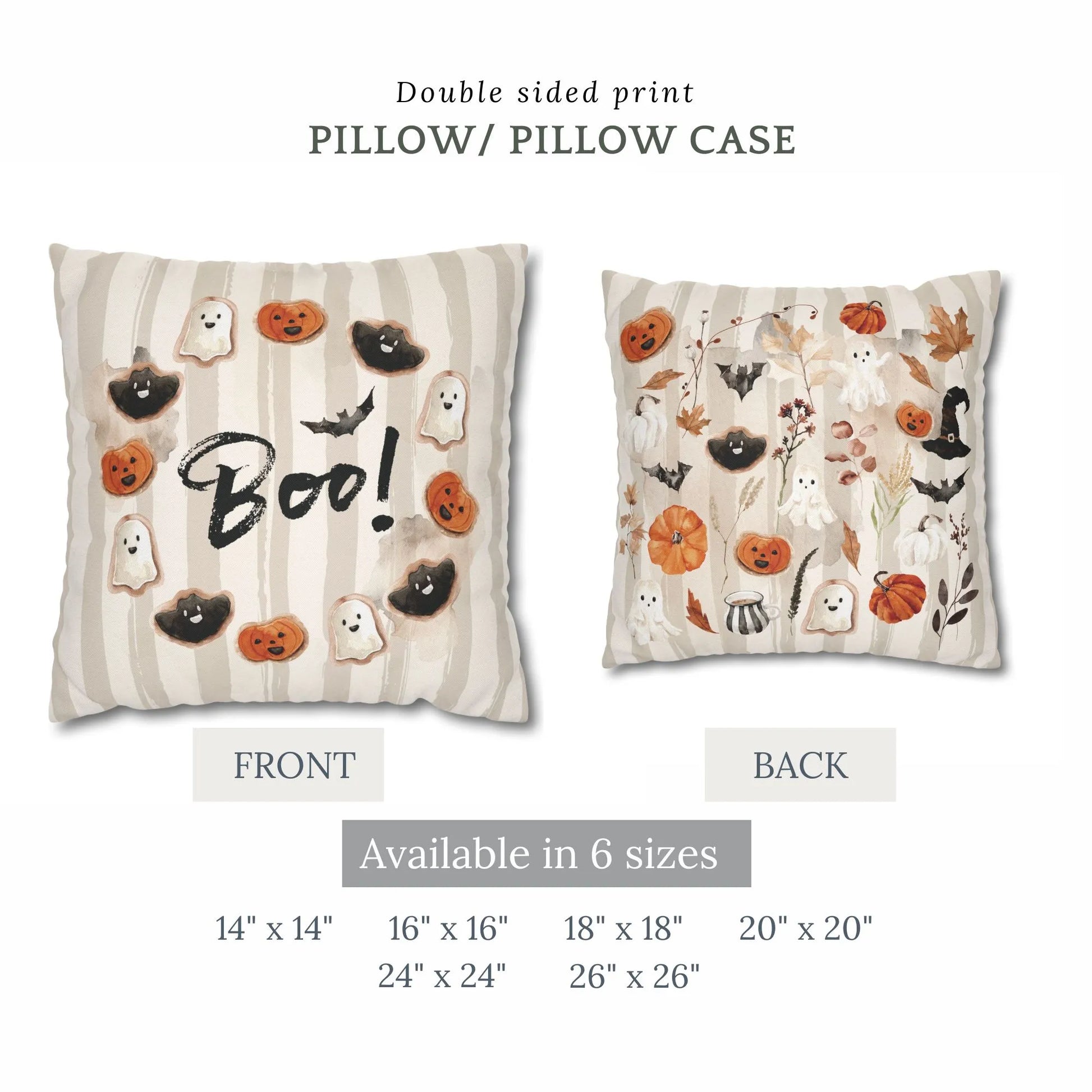 different sizes of Cute Halloween Boo! Pillows from Blue Water Songs