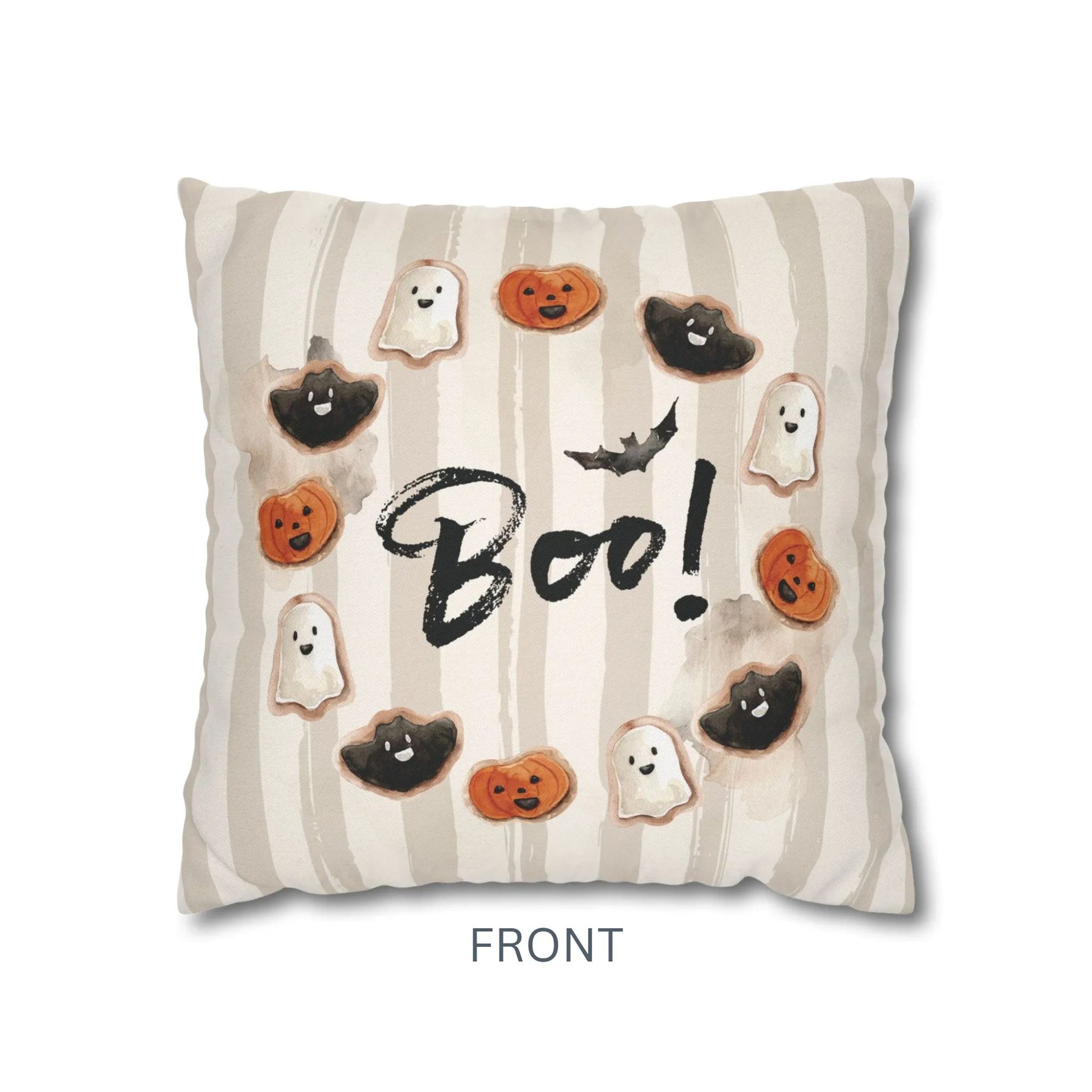 front side of Cute Halloween Boo! Pillow from Blue Water Songs