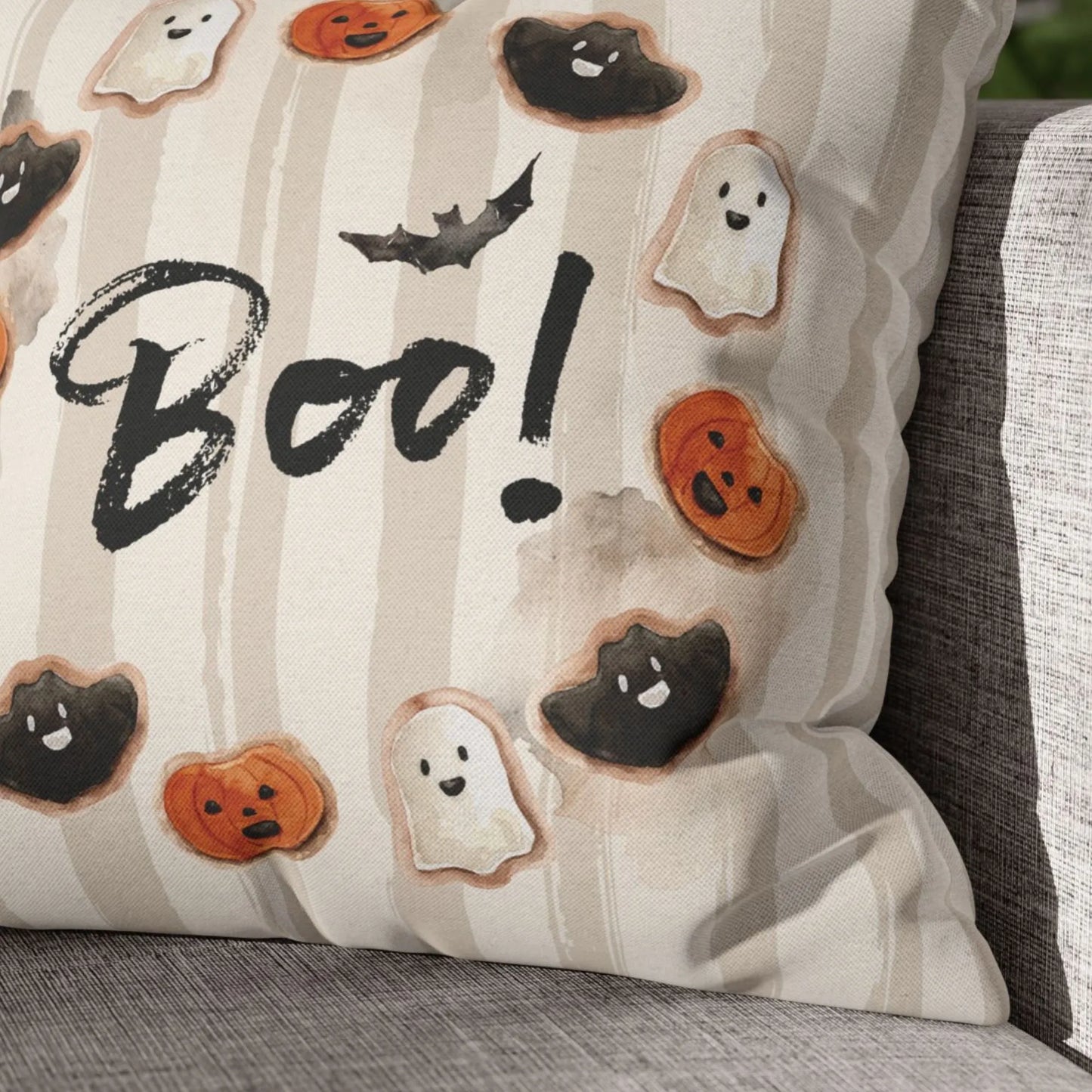 close up of cute Halloween pillow covers from Blue Water Songs