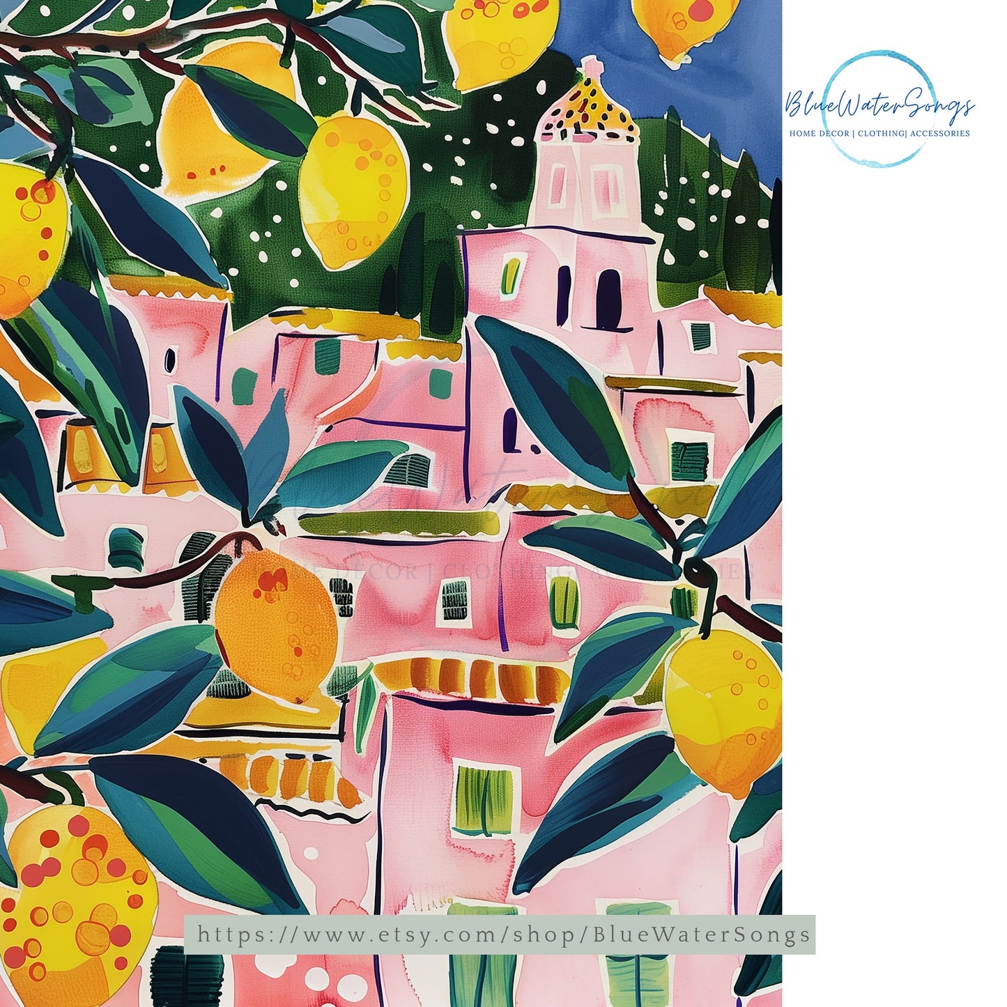 Italie Summer Lemon Poster Print, TÉLÉCHARGEMENT NUMÉRIQUE