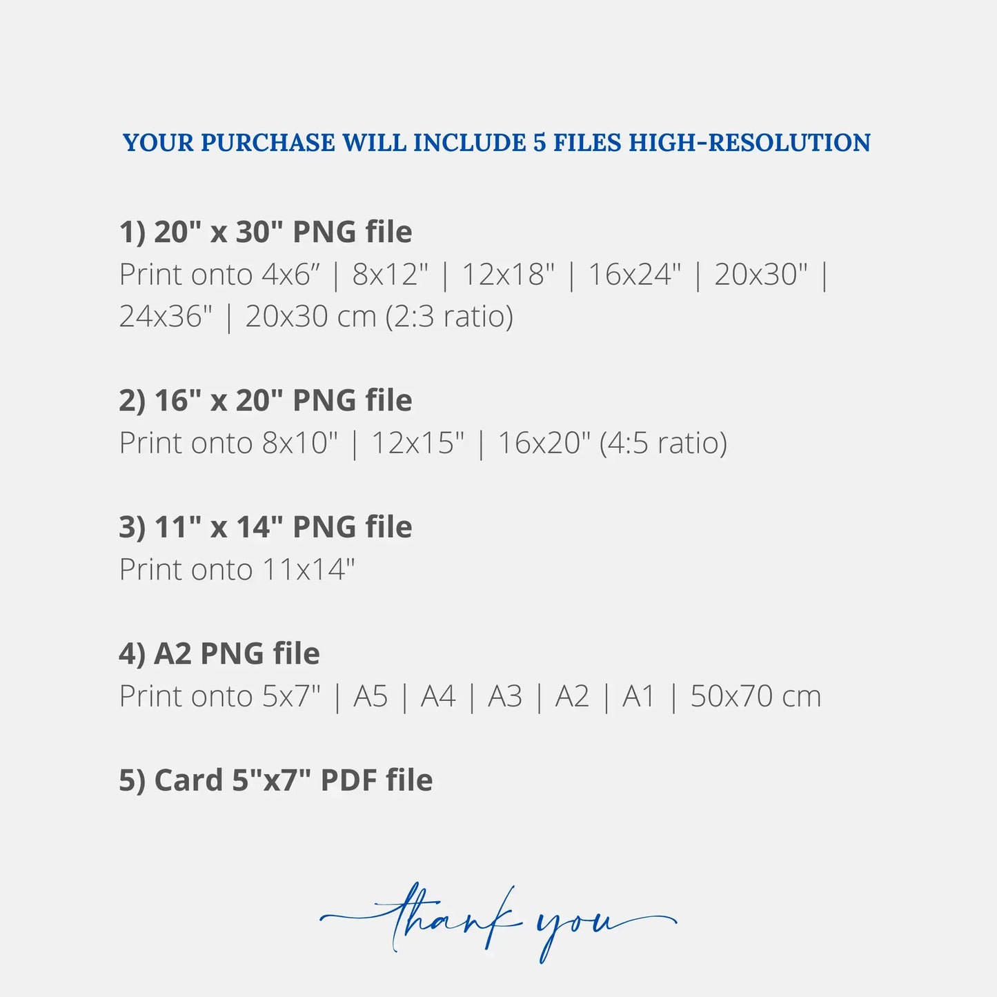 digital downloads sizes from Blue Water Songs