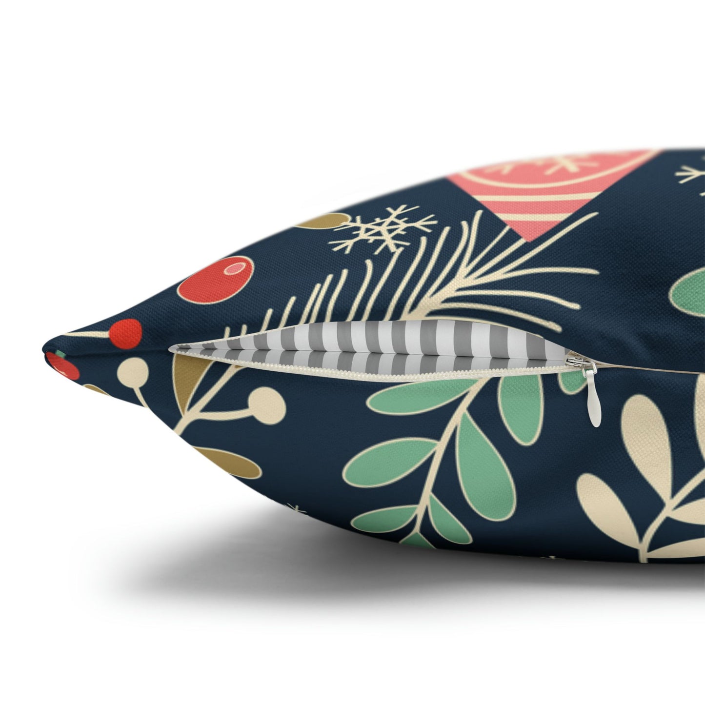 zipper side of Winter Botanical decorative Pillow from Blue Water Songs