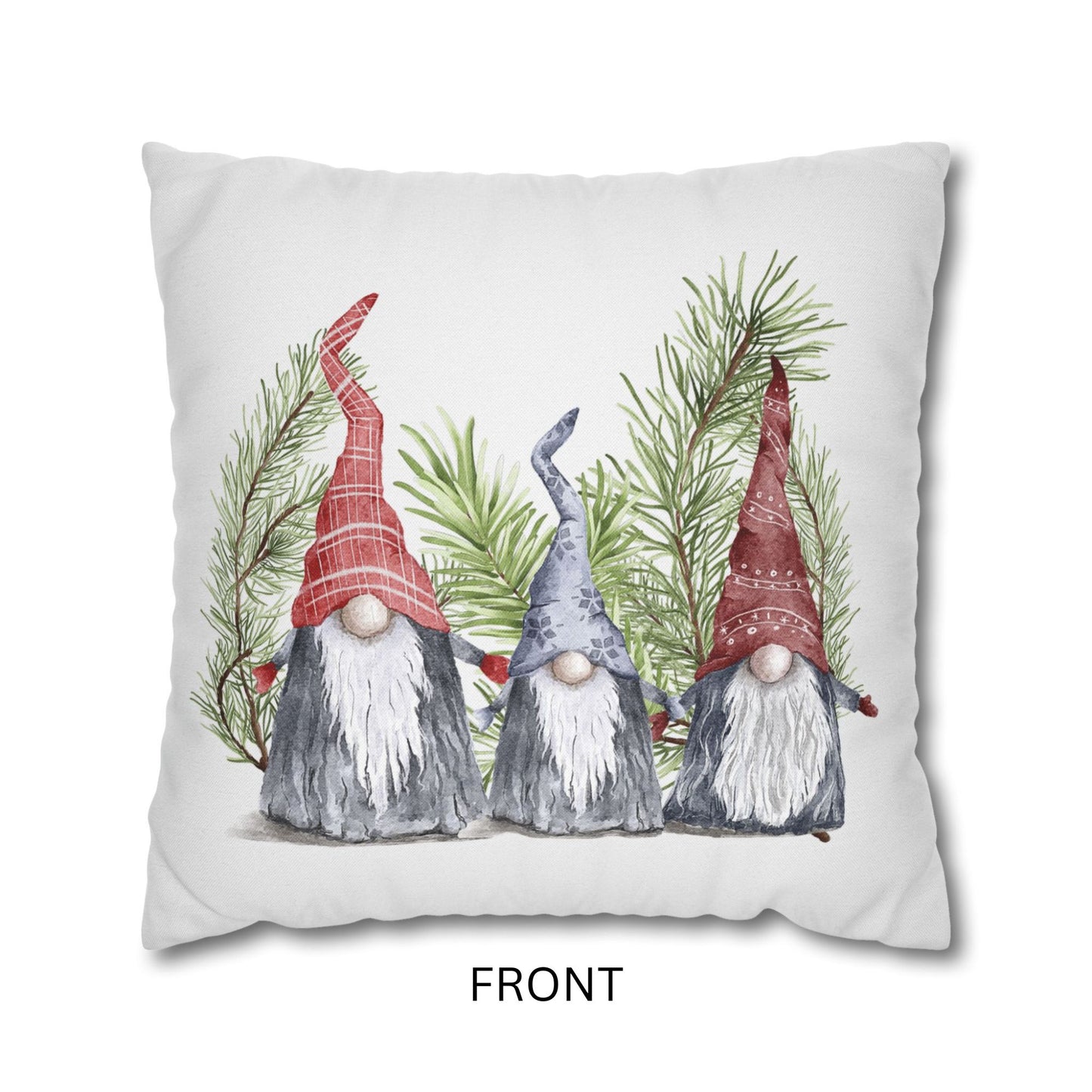 front side of Gnomes Christmas PILLOW from Blue Water Songs